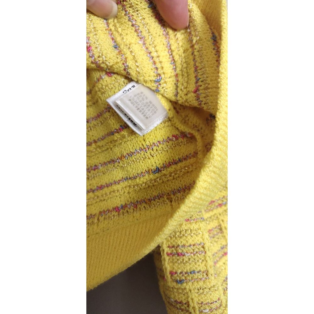 St. John Collection Multicolor Yellow Button Front Cardigan Sweater Size 12 - Picture 15 of 16